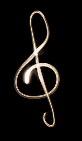 A Musical G-clef drawn with a flashlightの写真素材