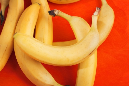 Bananas on a yellow backgroundの写真素材