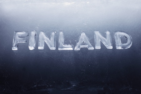 Word Finland written with real ice letters.の写真素材