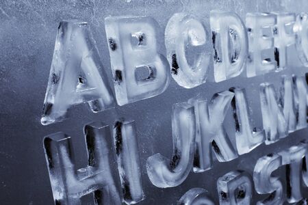 Detail of an alphabet made of real ice.の写真素材