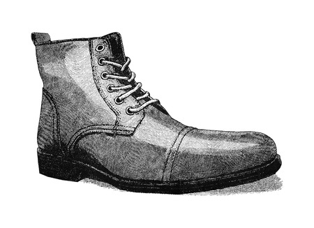 Original digital illustration of a shoe, in style of old engravings.の写真素材