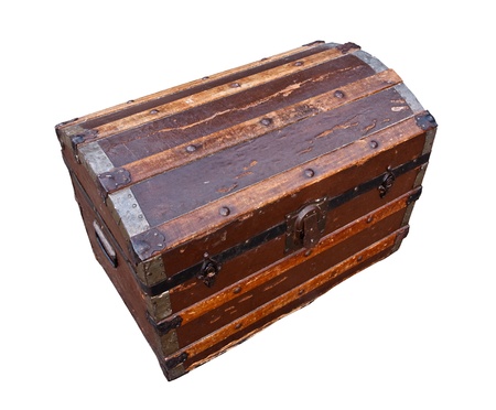 old and worn tatty traditional antique wooden chest grungey looking