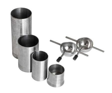 selection of metric thimble measures for serving alcohol in public barsの写真素材