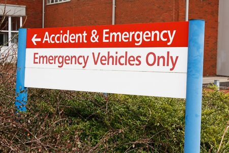 accident and emergency sign at local hospital casualty departmentの写真素材