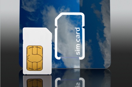 Photo of a a new Sim card from a mobile or cell phone close upの写真素材