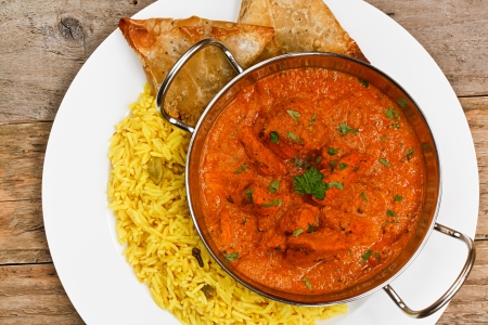 Chicken Tikka masala an indian curry popular developed in Europe as a fusion of Eastern food and modern western tastesの写真素材