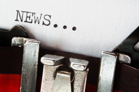 type spelling the word news on a vintage typewriter, great concept for blogs, journalism, news, newsletters, press releases, authors and the mass mediaの写真素材