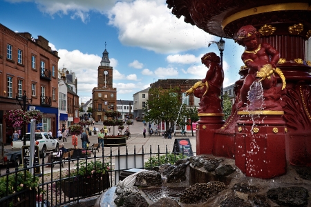 The fountain in Dumfries Town Centre