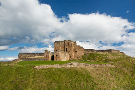 The front of Tynemouth Castle and priory located on the North bank of the river Tyne near Newcastleの写真素材