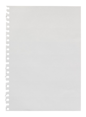 Blank page torn from a ring bound scrapbook for use as a design element with empty space your own personalised messageの写真素材