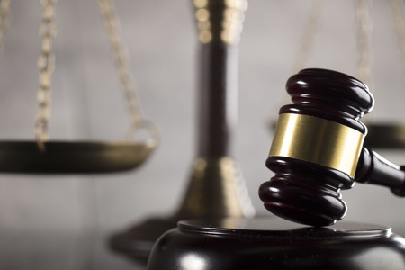 Law concept - gavel and scale