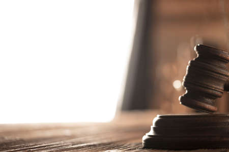 Law and justice theme. Mallet of judge .の写真素材