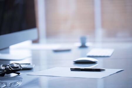 Modern workplace concept. Office with computer for businessman.の写真素材