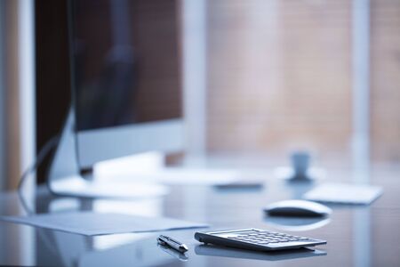 Modern workplace concept. Office with computer for businessman.の写真素材
