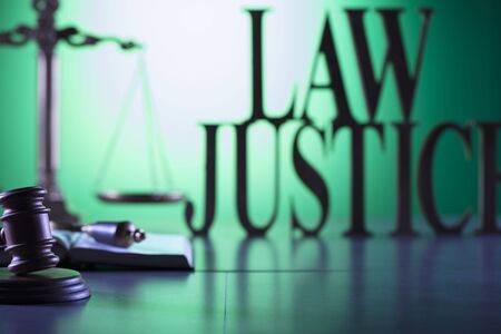 Justice concept. Gavel of the judge. Lady justice. Scale.の写真素材