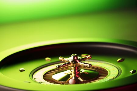 Casino theme. Gambling games. Closeup of the roulette wheel.の写真素材