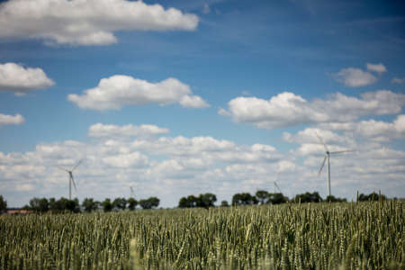 New sources of energy, wind turbines, renewable energy.の写真素材