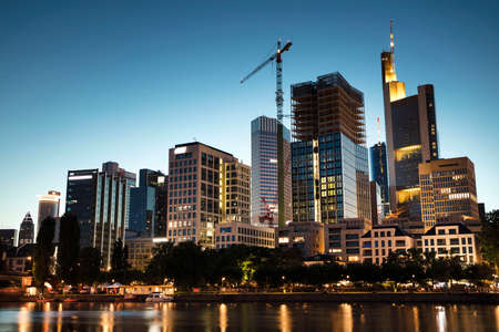 Frankfurt on the Main city skyline at  the evening.の写真素材