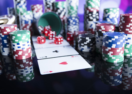 Casino theme. Colorful bokeh background.
