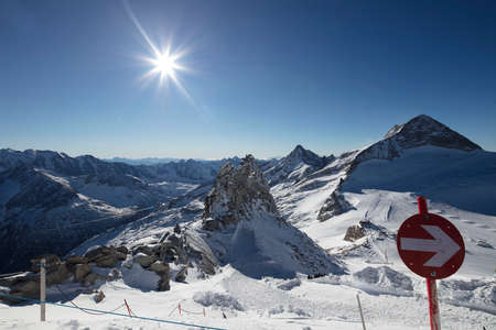 Nature landscape scenery view of snow mountainの写真素材