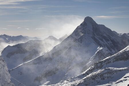 Nature landscape scenery view of snow mountainの写真素材
