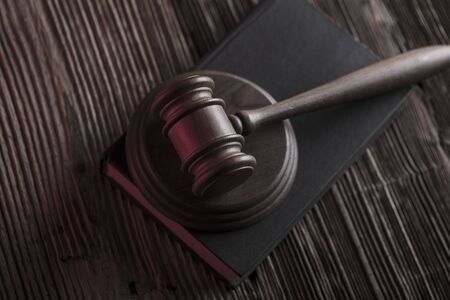 Business and law theme. Gavel and code of corporation law.
