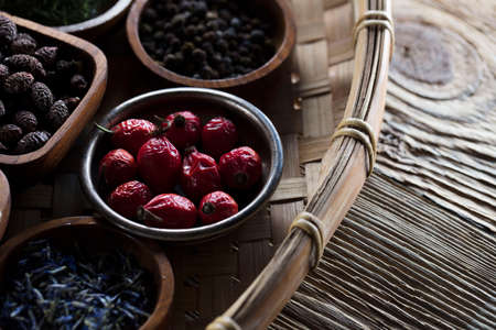 Natural remedy, healing herbs backgroundの写真素材