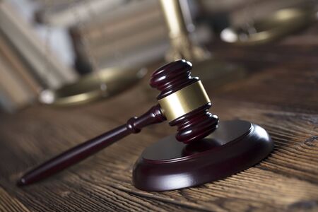 Law concept. Law and justice symbols composition.
