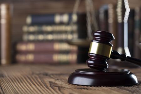 Law and justice concept - gavel  of the judge and scale.の写真素材