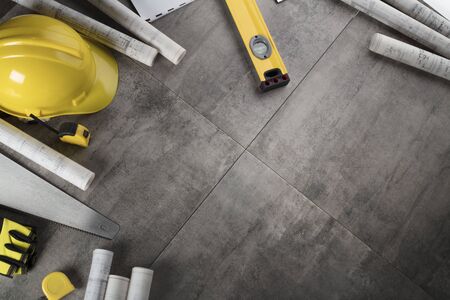 Contractor concept background. Top view. Place for typography.の写真素材