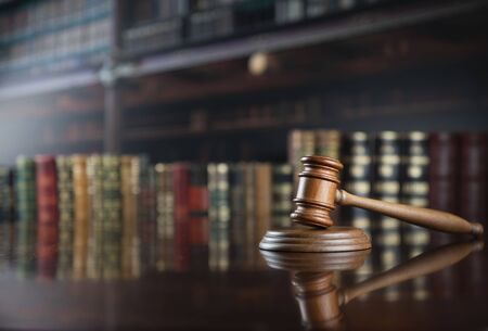 Judge gavel in the law faculty library.の写真素材
