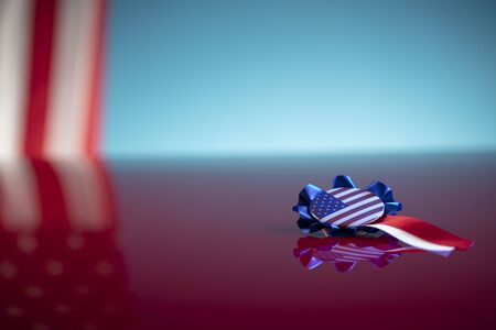 4th of July.  Independence Day concept. American flag in the form oft he badge.