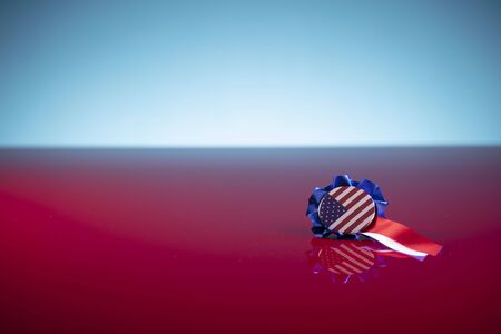 4th of July.  Independence Day concept. American flag in the form oft he badge.の写真素材