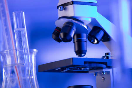 Coronavirus pandemic theme. Science research concerning fast covid tests and anti-covid vaccine....