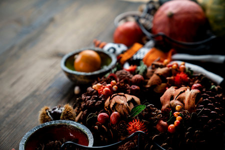 Halloween background  concept. Cookies and decorations prepared for Halloween.の写真素材