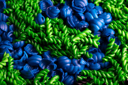 Abstract colorful pasta. Different type of pasta. Top view shot.の写真素材