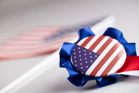 Independence Day theme. 4th of July. American Declaration of Independence. American flag. Red and blue.の写真素材