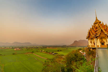 Thailand - 20 April 2020 : Wat Thum Sua or Tiger Cave Temple on sky background, Kanchanaburi Privince, Thailand.のeditorial素材