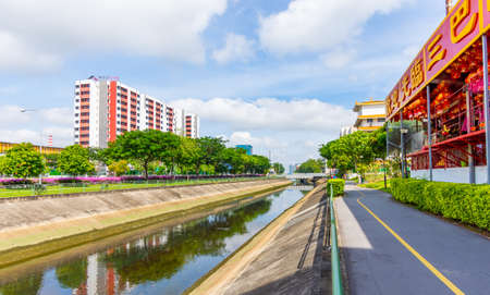 SINGAPORE - JUNE 2019 Singapore building business city and Modern Architecture with tourist on around town on June 6, 2019. decoration image contain certain grain noise and soft focus.のeditorial素材