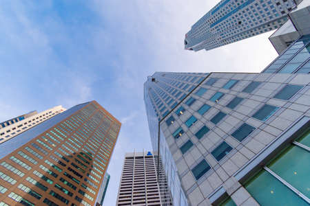 SINGAPORE - JUNE 2019 Singapore building business city and Modern Architecture with tourist on around town on June 6, 2019. decoration image contain certain grain noise and soft focus.のeditorial素材