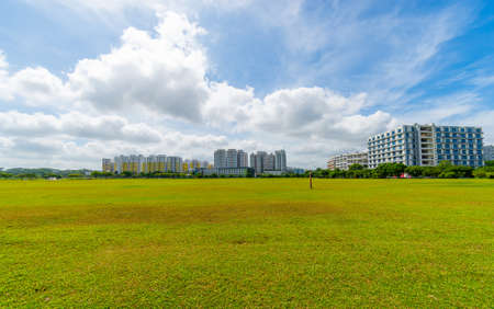 SINGAPORE - JUNE 2019 Singapore building business city and Modern Architecture with tourist on around town on June 6, 2019. decoration image contain certain grain noise and soft focus.のeditorial素材