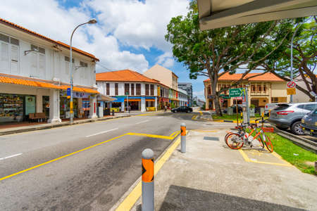SINGAPORE - JUNE 2019 Singapore building business city and Modern Architecture with tourist on around town on June 6, 2019. decoration image contain certain grain noise and soft focus.のeditorial素材