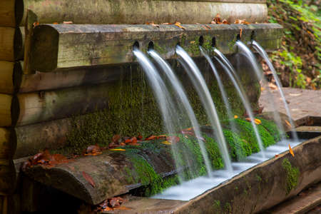 Autumn colors. Colorful fallen leaves in the lake. Magnificent landscape. Natonial Park. Seven...