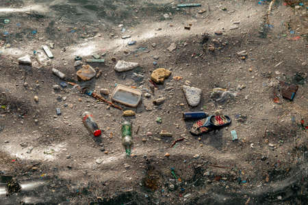 Litter at sea, environmental pollutionの写真素材