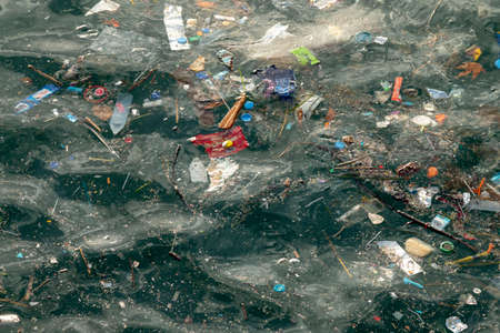 Litter at sea, environmental pollutionの写真素材