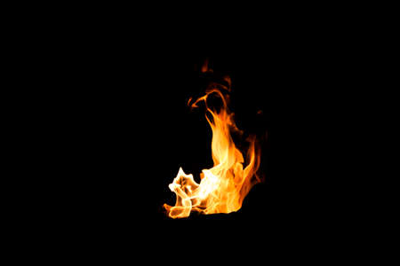 Black background burning fire