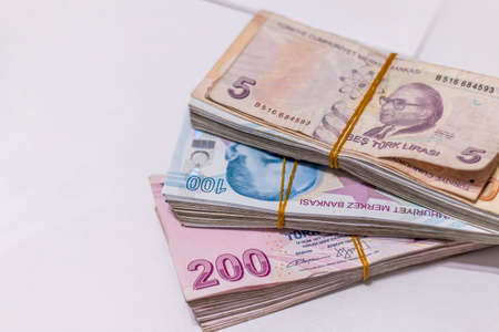 Turkish Lira, Turkish Money (Turkish Turk Parasi Lira)の写真素材