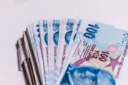 Turkish Lira, Turkish Money (Turkish Turk Parasi Lira)の写真素材