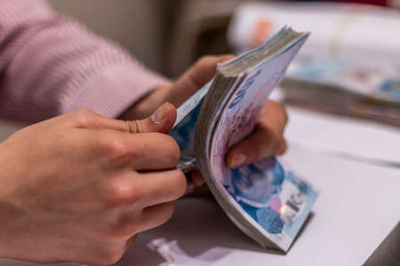Turkish Lira, Turkish Money (Turkish Turk Parasi Lira)の写真素材