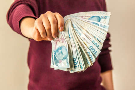 Turkish Lira, Turkish Money (Turkish Turk Parasi Lira)の写真素材